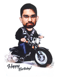 Happy Birthday Motorcycle Caricature