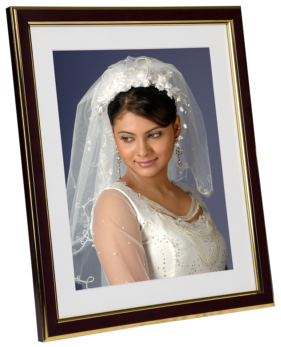 Dark Brown 8x10 inch Wooden Photo Frame with Gold Borders Online at