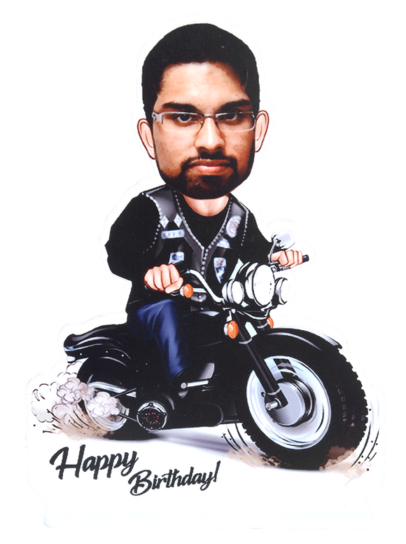 Happy Birthday Motorcycle Caricature
