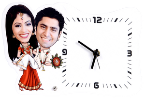 Wedding Couple Caricature and Clock