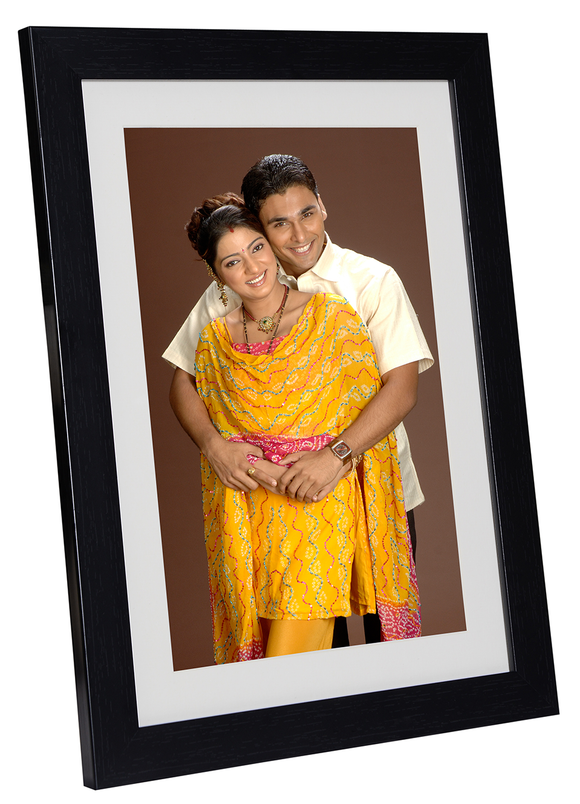 Black 8x12 inch Wooden Photo Frame with Grain Finish