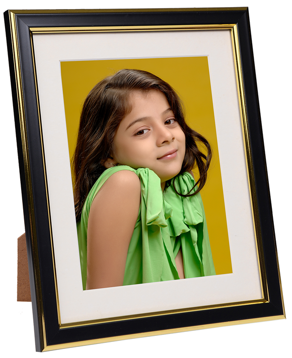 Black and Gold 6x8 inch Wooden Photo Frame