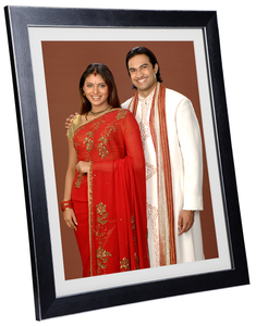 Black 12x15 inch Wooden Photo Frame with Silver Borders