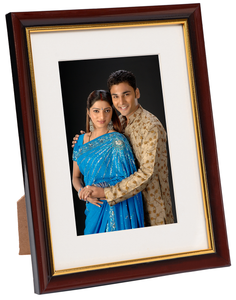 Brown 4x6 inch Wooden Photo Frame with Gold Inner Border