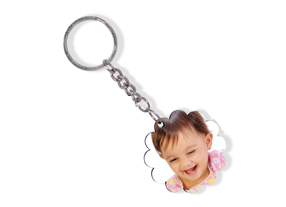 Scallop Shape Photo keychain Online at Best Price